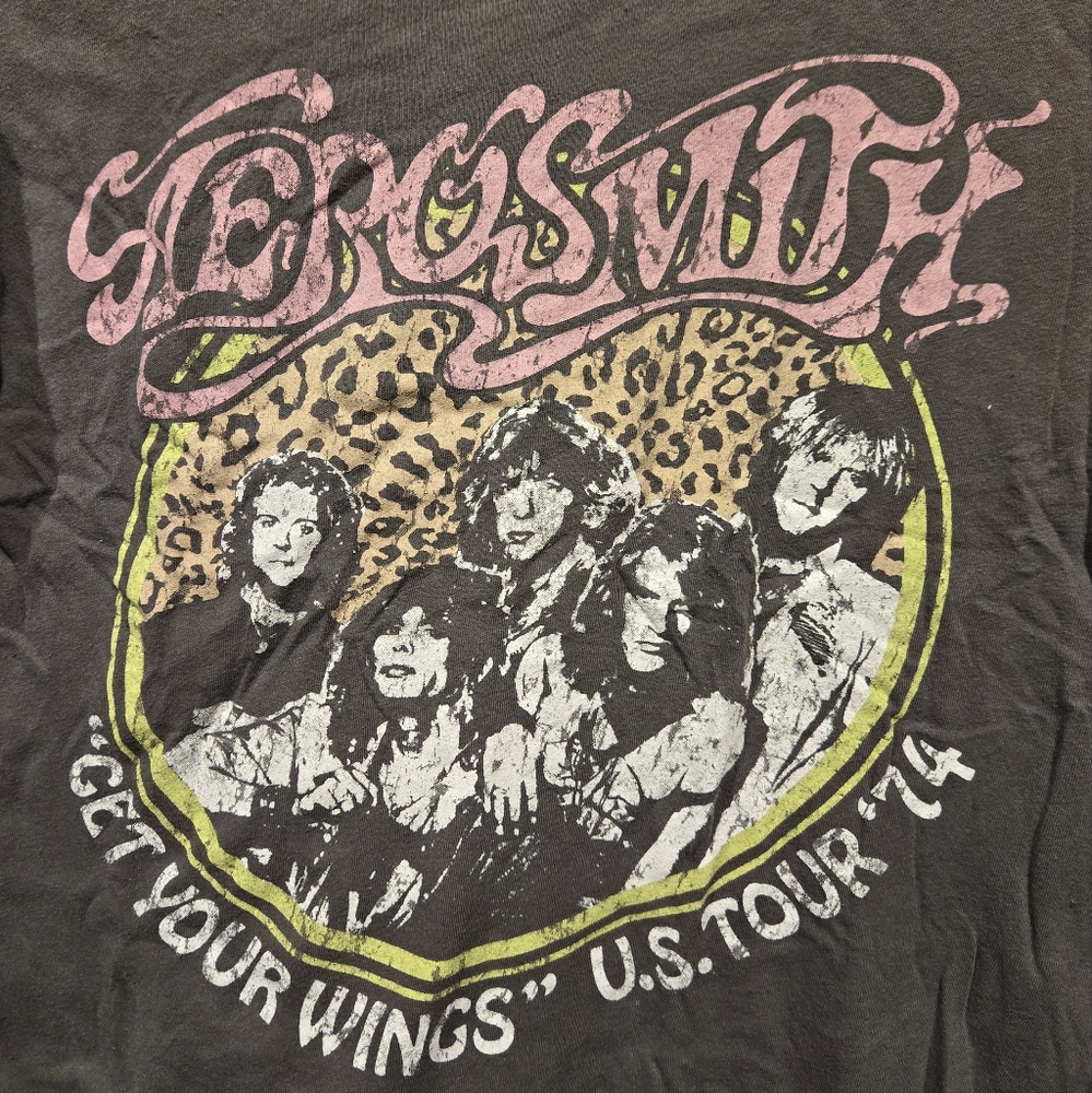 EUC Women's Dark Gray Aerosmith Graphic Print Tee Size Small - Picture 2 of 7